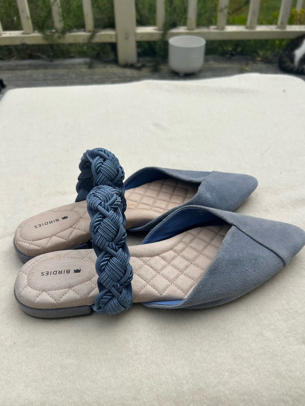 Birdies Swan Bracelet Mule in Denim Blue Suede Slip On Sandal Size 9.5 - Picture 6 of 10